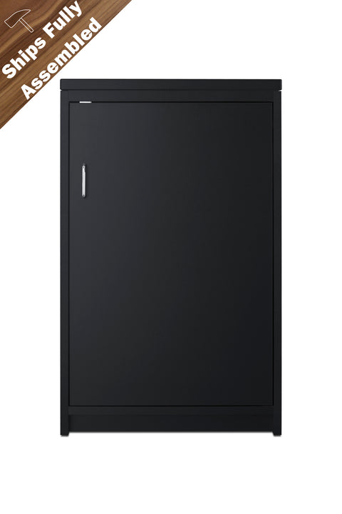 Trash cabinet with two bins included, ships fully assembled