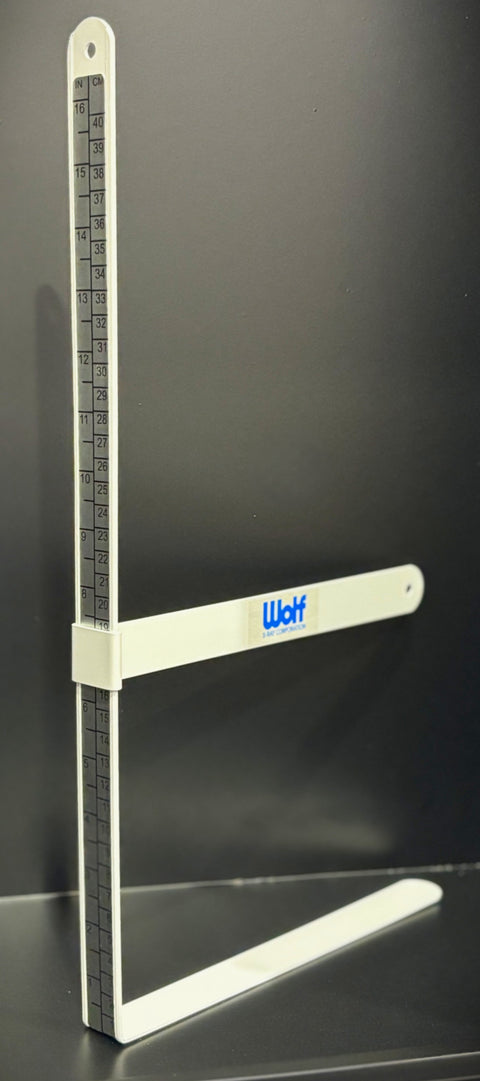 Wolf X-Ray Caliper - Aluminum caliper is calibrated in inches & centimeteres 17 1/4"L x 1"W x 10 1/8"D