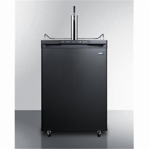 Accucold Dual tap cold brew coffee dispenser in black, with a complete stainless steel tap kit and nitrogen tank