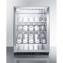 Commercial outdoor built-in undercounter wine cellar with champagne style shelving (Model SCR611GLOSCHLHD)