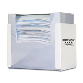 Bowman Dispensers Bowman White Stainless Single Facemask Dispenser, 8"W x 5.25"D x 6"H