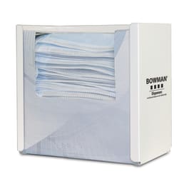 Bowman Dispensers Bowman White Stainless Single Facemask Dispenser, Tall • 7.9"W x 5"D x 7.7"H