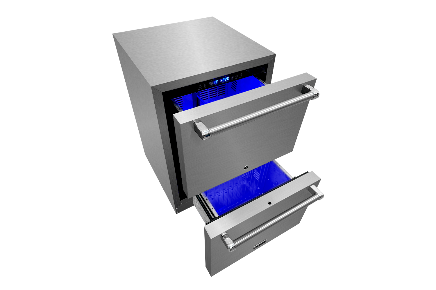 Two-drawer outdoor frost-free all-freezer in stainless steel, commercially listed for built-in or freestanding use Main image