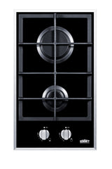 2-burner Gas-on-glass Cooktop with Sealed Burners and Cast Iron Grates