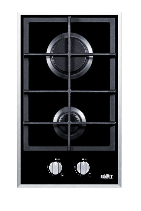 2-burner Gas-on-glass Cooktop with Sealed Burners and Cast Iron Grates