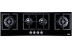 4-burner island gas-on-glass cooktop with sealed burners and cast iron grates