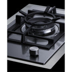 Accucold 1-burner gas cooktop made in Italy w/15" wide trim kit in stainless steel with sealed dual flame burner, cast