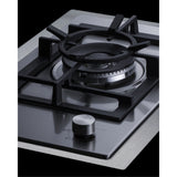 Accucold 1-burner gas cooktop made in Italy w/15" wide trim kit in stainless steel with sealed dual flame burner, cast