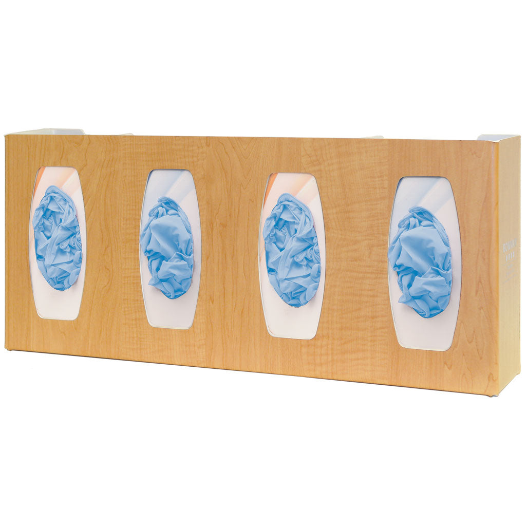 Glove Box Dispenser Quad Divided Vert/Horiz ABS Maple