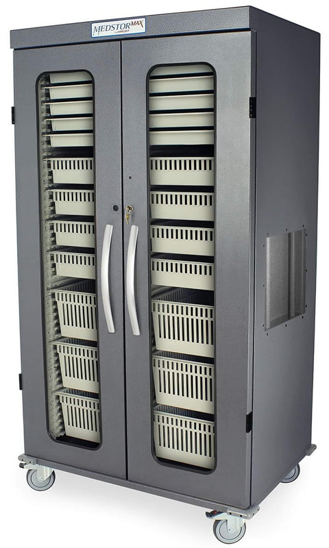Harloff Double Column Stationary Cabinet with Solid Front Key doors (2), H+H Panels Give 49 Insertion Points per Column
