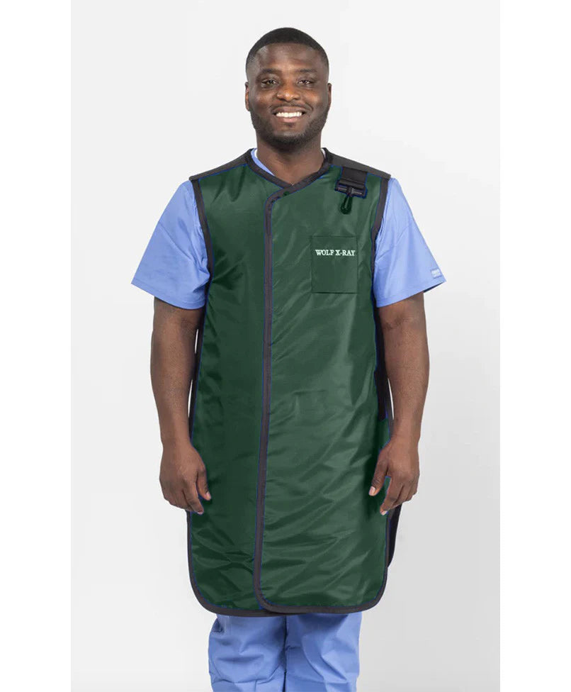 FRONT CLOSING SPECIAL PROCEDURE APRON - .5 mm Light Weight Lead 24X38 Hunter Green - Large