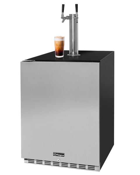 Accucold Built-in commercially approved dual tap combo cold brew and nitro coffee kegerator in stainless steel with