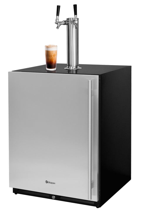 Accucold Commercial dual tap cold brew/nitro coffee kegerator designed for built-in applications (Model SBC7BRSCM2LHD)