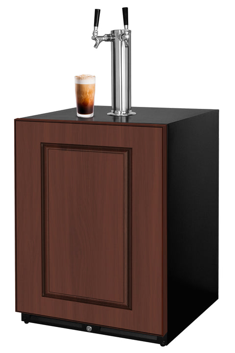 Accucold Built-in European coffee kegerator with panel-ready door and dual tap kit to serve cold brew and nitro-infused