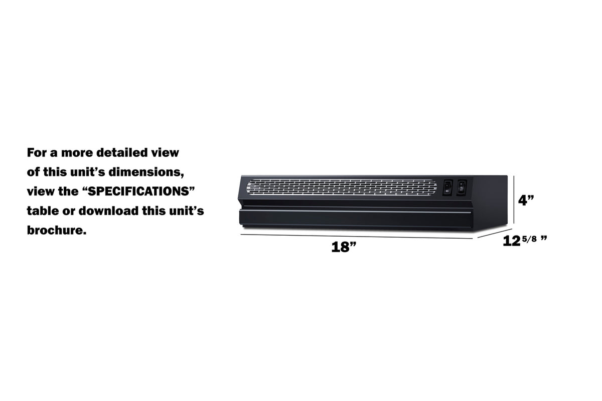 Accucold 18" wide ADA compliant retractable range hood for recirculating operation, ADA (Model HRTX18SSADA)