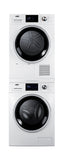 Stacked front load washer with heat pump dryer