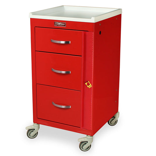 M-Series Small Crash Cart, Short Height, Mini Width, Three Drawers, Breakaway Lock, M3DS1824B03