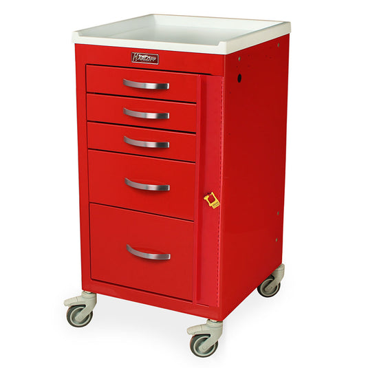 M-Series Mini Width Emergency Code Cart, Short Height, Five Drawers, Breakaway Lock, M3DS1824B05