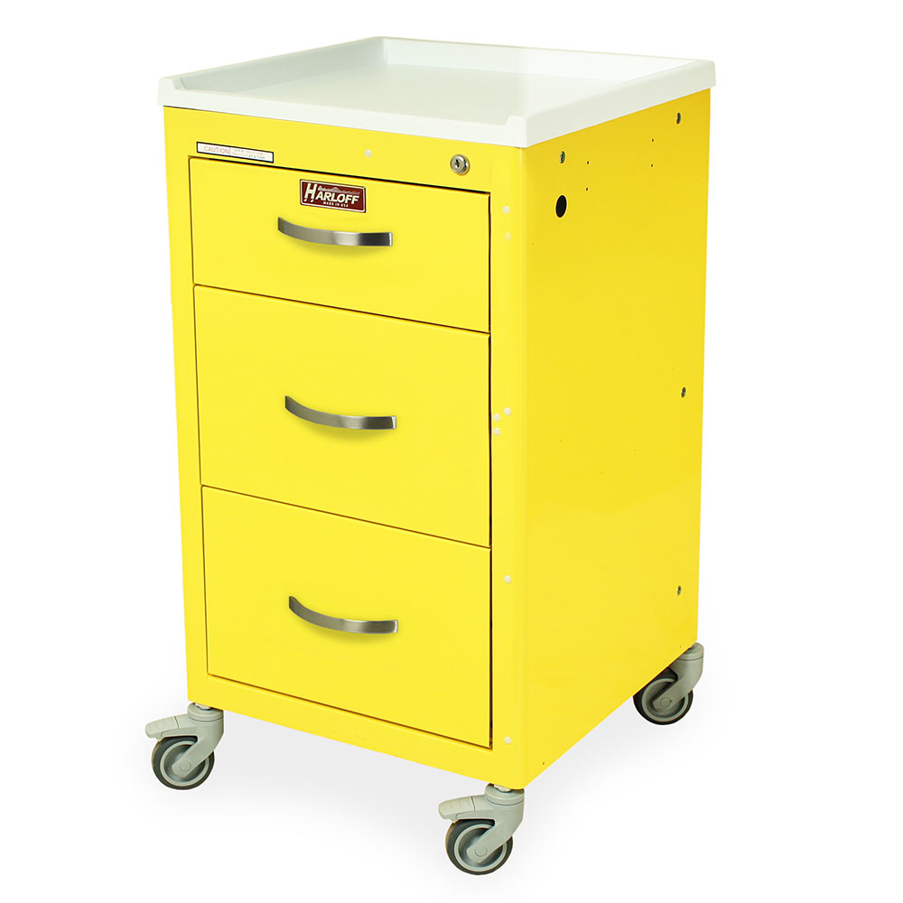 M-Series Short Isolation Mini Cart, Three Drawers, Key Lock, M3DS1824K03