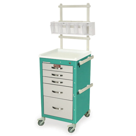 M-Series Mini Width Anesthesia Cart with MD18-ANS Accessory Package, Short Height, Five Drawers, Key Lock, M3DS1824K05+MD18-ANS Main image