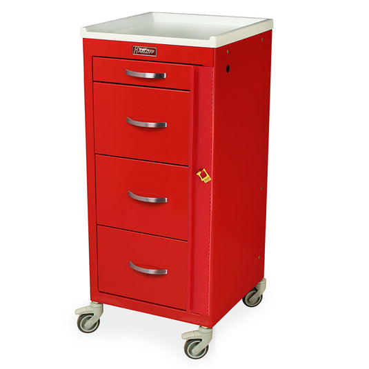 M-Series Tall Narrow Width Emergency Cart, Four Drawers, Breakaway Lock, M3DS1830B04