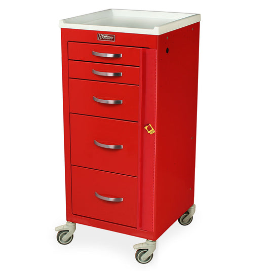 M-Series Narrow Emergency Crash Cart, Tall Height, Five Drawers, Breakaway Lock, M3DS1830B05