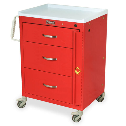 M-Series Mini Emergency Crash Cart, Short Height, Medium Width, Three Drawers, Breakaway Lock, M3DS2424B03 Main image