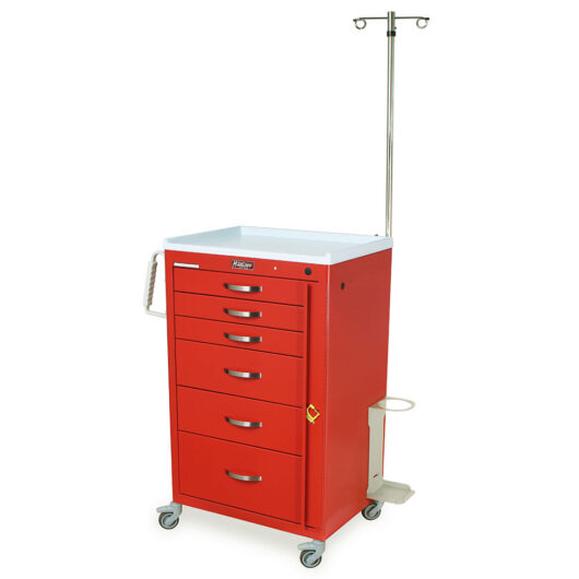 M-Series Tall Crash Cart with MD24-EMG Package, Medium Width, Six Drawers, Breakaway Lock, M3DS2430B06+MD24-EMG Main image