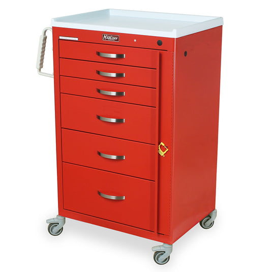 M-Series Emergency Crash Cart, Short Height, Medium Width, Six Drawers, Breakaway Lock, M3DS2430B06