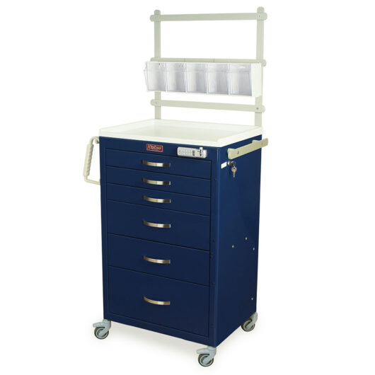M-Series Tall Anesthesia Cart with MD24-ANS Package, Medium Width, Six Drawers, E-Lock, M3DS2430E06+MD24-ANS