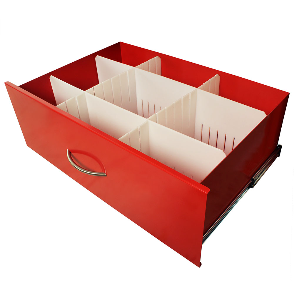 Set of 2 Adjustable Drawer dividers for 9"/12" Mxx24 cart drawers, run Front to Back, includes vinyl support strips to g Secondary image