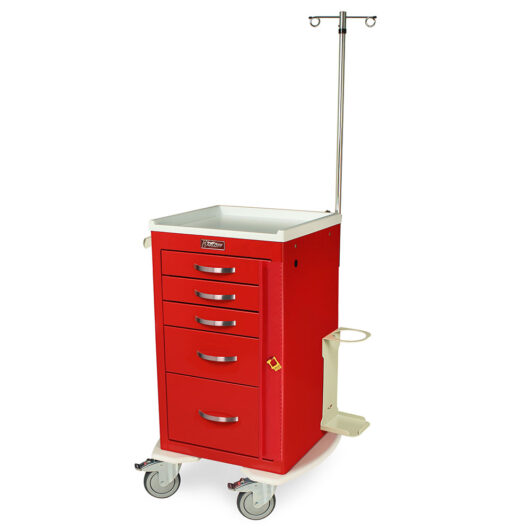 M-Series Mini Width Emergency Cart with MD18-EMG Accessory Package, Short Height, Five Drawers, Breakaway Lock, MDS1824B05+MD18-EMG Main image