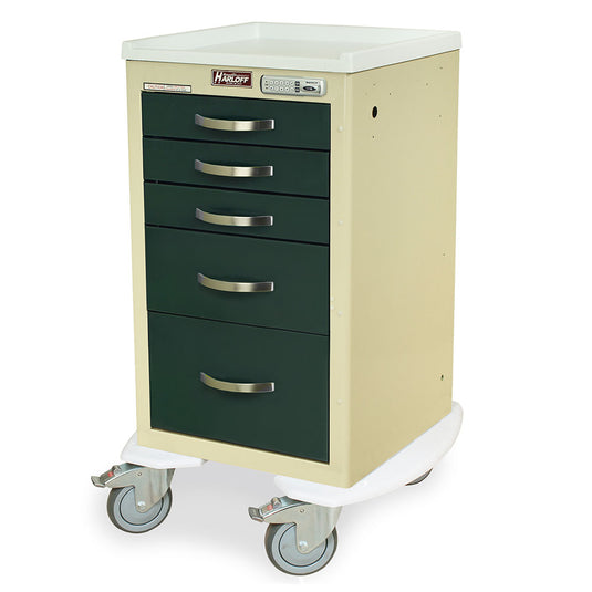 M-Series Compact Mini Width Anesthesia Cart, Short Height, Five Drawers, E-Lock, MDS1824E05