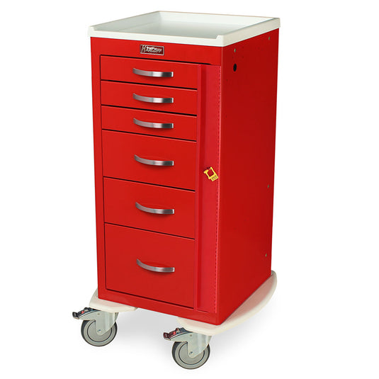 M-Series Narrow Width Six Drawer Emergency Cart, Tall Height, Breakaway Lock, MDS1830B06