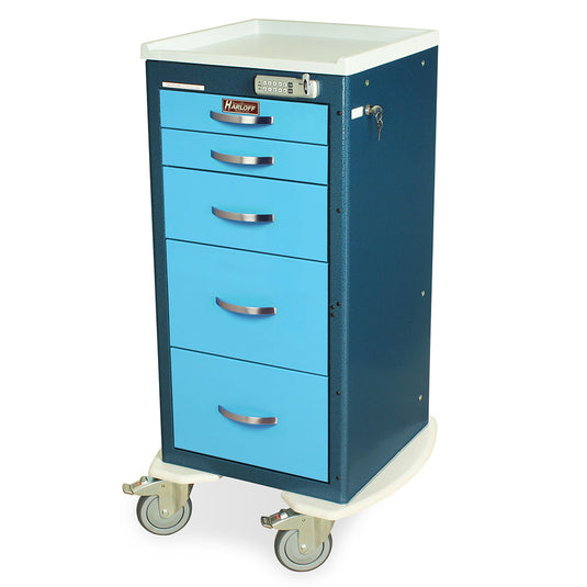 M-Series Thin E-Lock Anesthesia Cart, Tall Height, Mini Width, Five Drawers, MDS1830E05