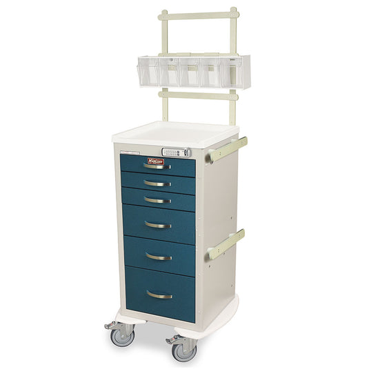 M-Series Tall Anesthesia Cart with MD18-ANS Accessory Package, Mini Width, Six Drawers, E-Lock, MDS1830E06+MD18-ANS