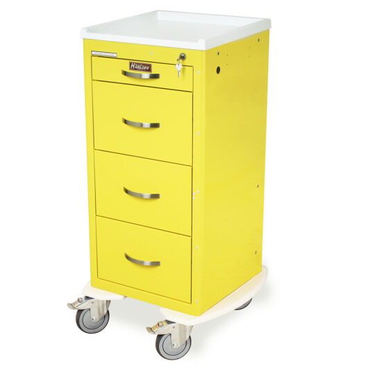M-Series Tall Infection Control Isolation Cart, Mini Width, Four Drawers, Key Lock, MDS1830K04