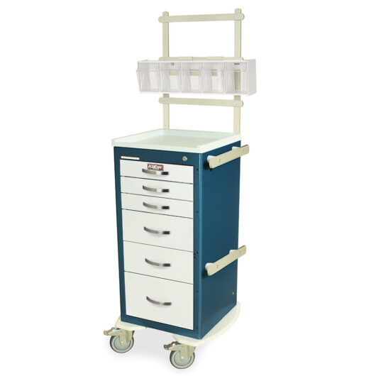 M-Series Slender Anesthesia Cart with MD18-ANS Accessory Package, Tall Height, Mini Width, Six Drawers, Key Lock, MDS1830K06+MD18-ANS