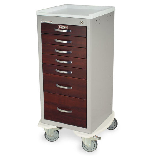 M-Series Mini Width Wood Style Drawer Fronts Cart, Seven Drawers, Key Lock, MDS1830K07-CM