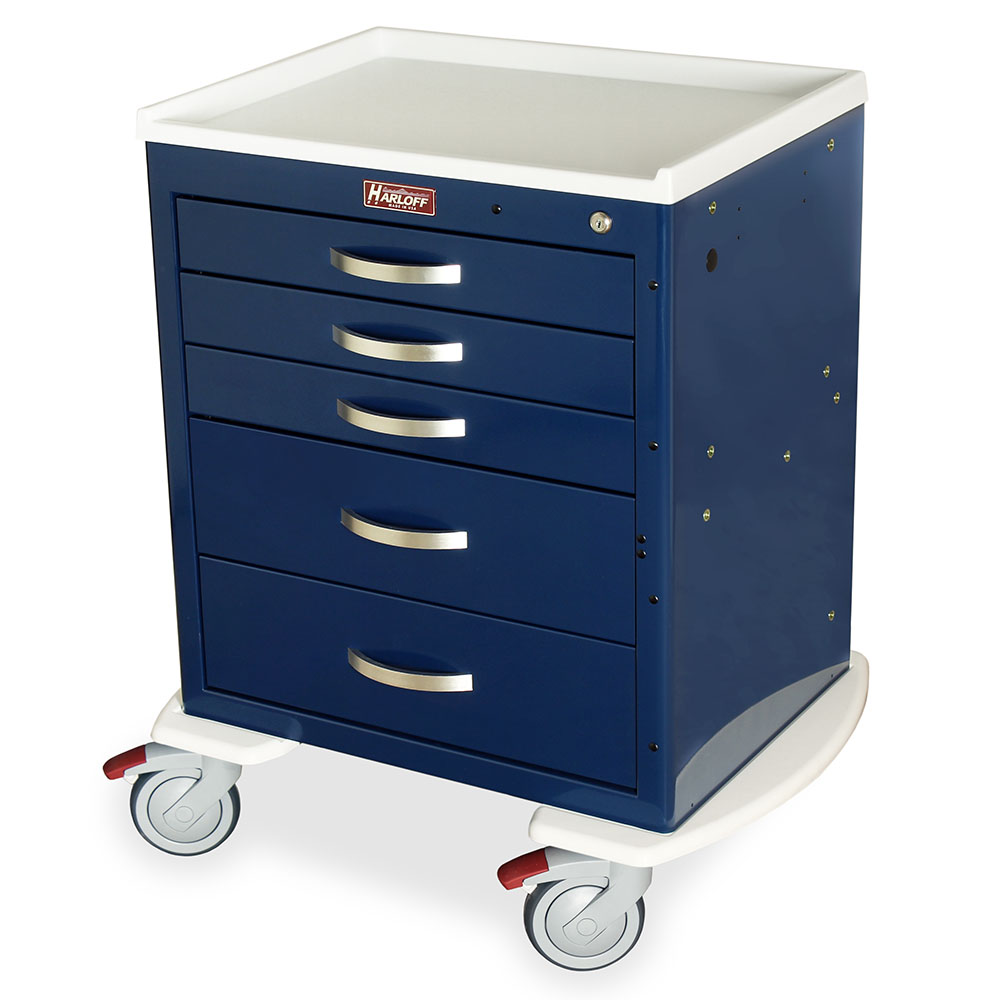 M-Series Short Anesthesia Cart, Medium Width, X-Short Height, Five Drawers, Key Lock, MDS2421K05 Main image