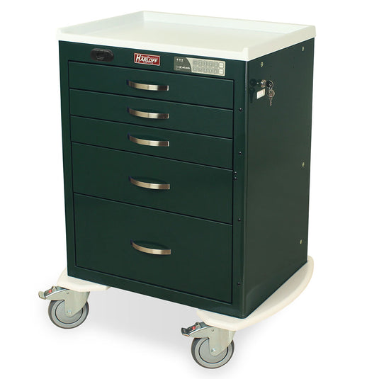 M-Series Secure Anesthesia Cart with Prox Reader, Short Height, Medium Width, Five Drawers, Electronic Keypad Lock, MDS2424ELP05