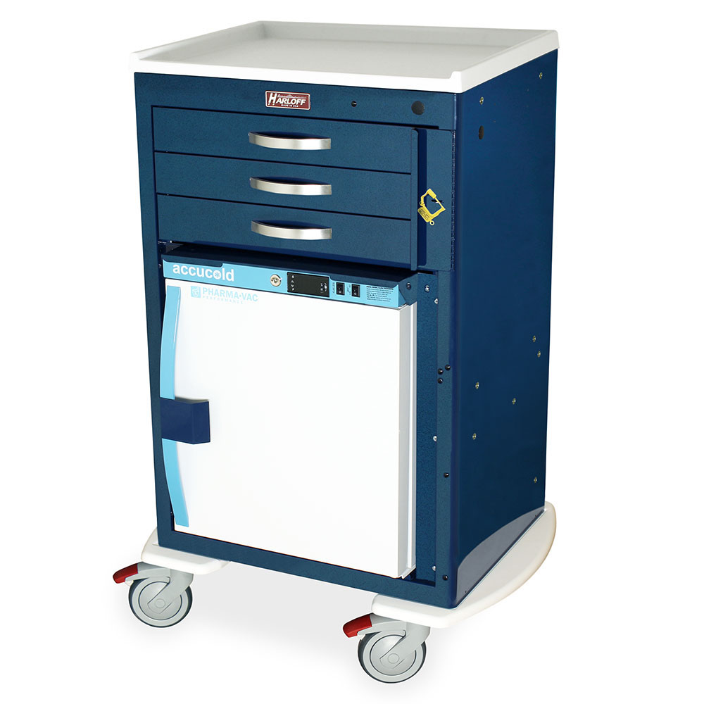 M-Series Malignant Hyperthermia Cart with 1.0 Cubic Feet Fridge, Three Drawers, Breakaway Lock, MDS2430B03-MH1