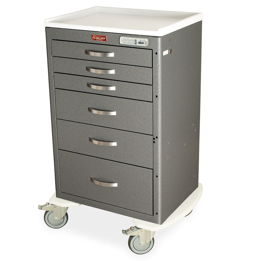 Harloff M-Series Cart - Medium Width Tall Cabinet With 21" of Vertical Drawer Space, Basic Electronic Pushbutton Lock