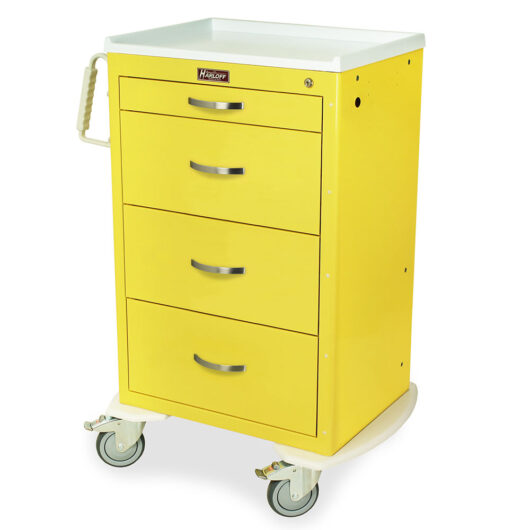 M-Series Tall Infection Control Key Locking Medical Cart, Medium Width, Four Drawers, MDS2430K04
