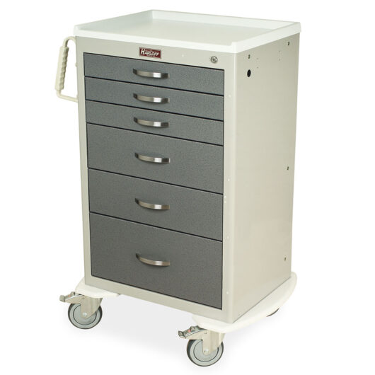 M-Series Tall Hospital Procedure Trolley, Medium Width, Six Drawers, Key Lock, MDS2430K06