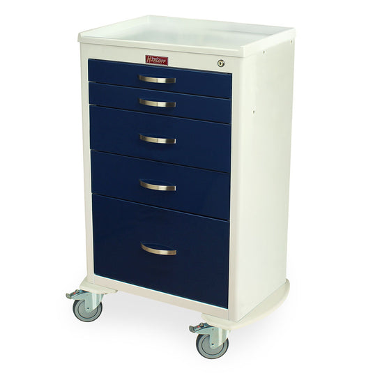 M-Series Tall Anesthesia Cart, Medium Width, Five Drawers, Standard Key Lock, MDS2430K15