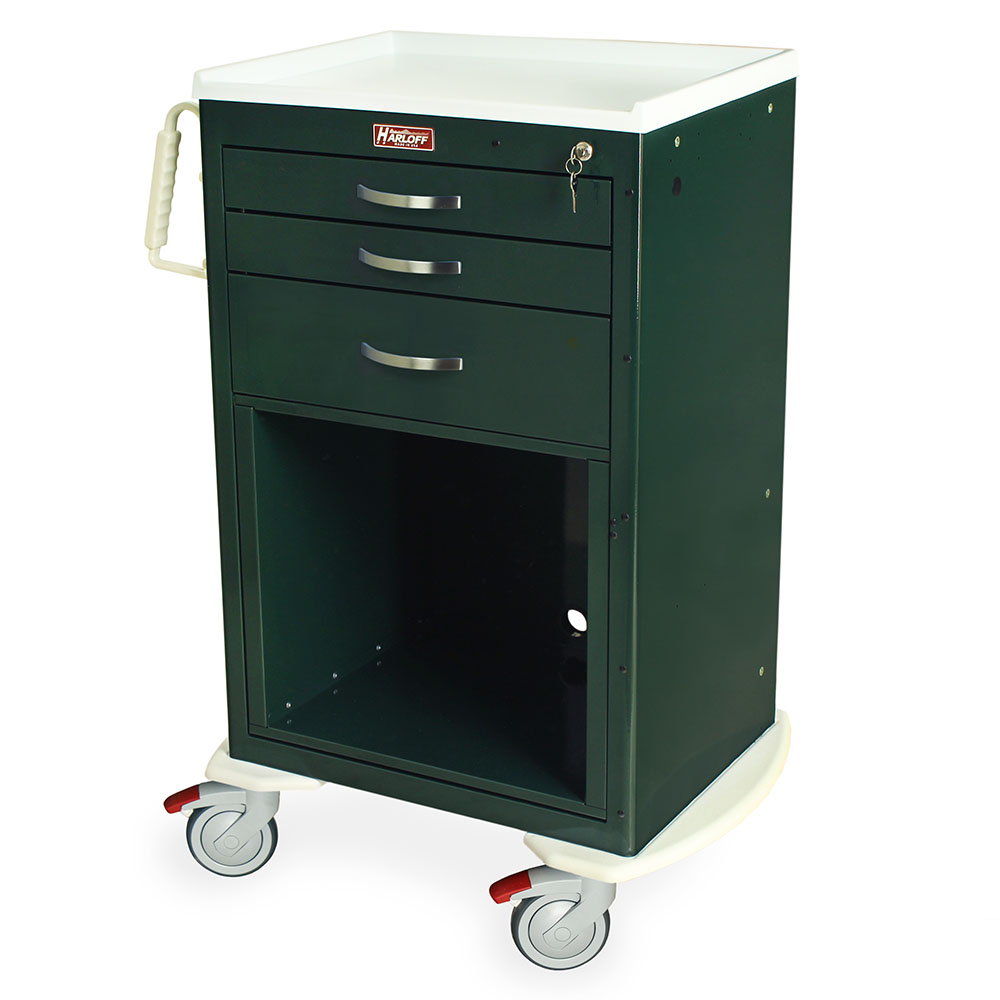 M-Series Medium Width Cart, Three Drawers, Equipment Holder, Key Lock, MDS2430KC5+MD24-DRW18-EH Main image