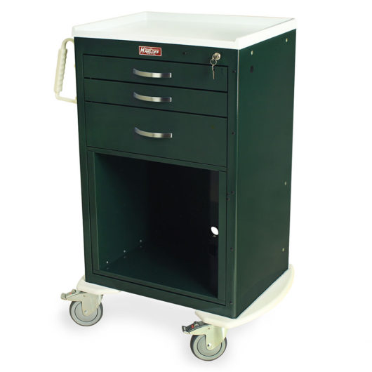 M-Series Medium Width Cart, Three Drawers, Equipment Holder, Key Lock, MDS2430K05+MD24-DRW18-EH Main image