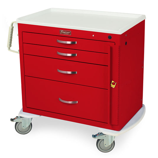 M-Series X-Short Emergency Crash Cart, Standard Width, Four Drawers, Breakaway Lock, MDS3021B14