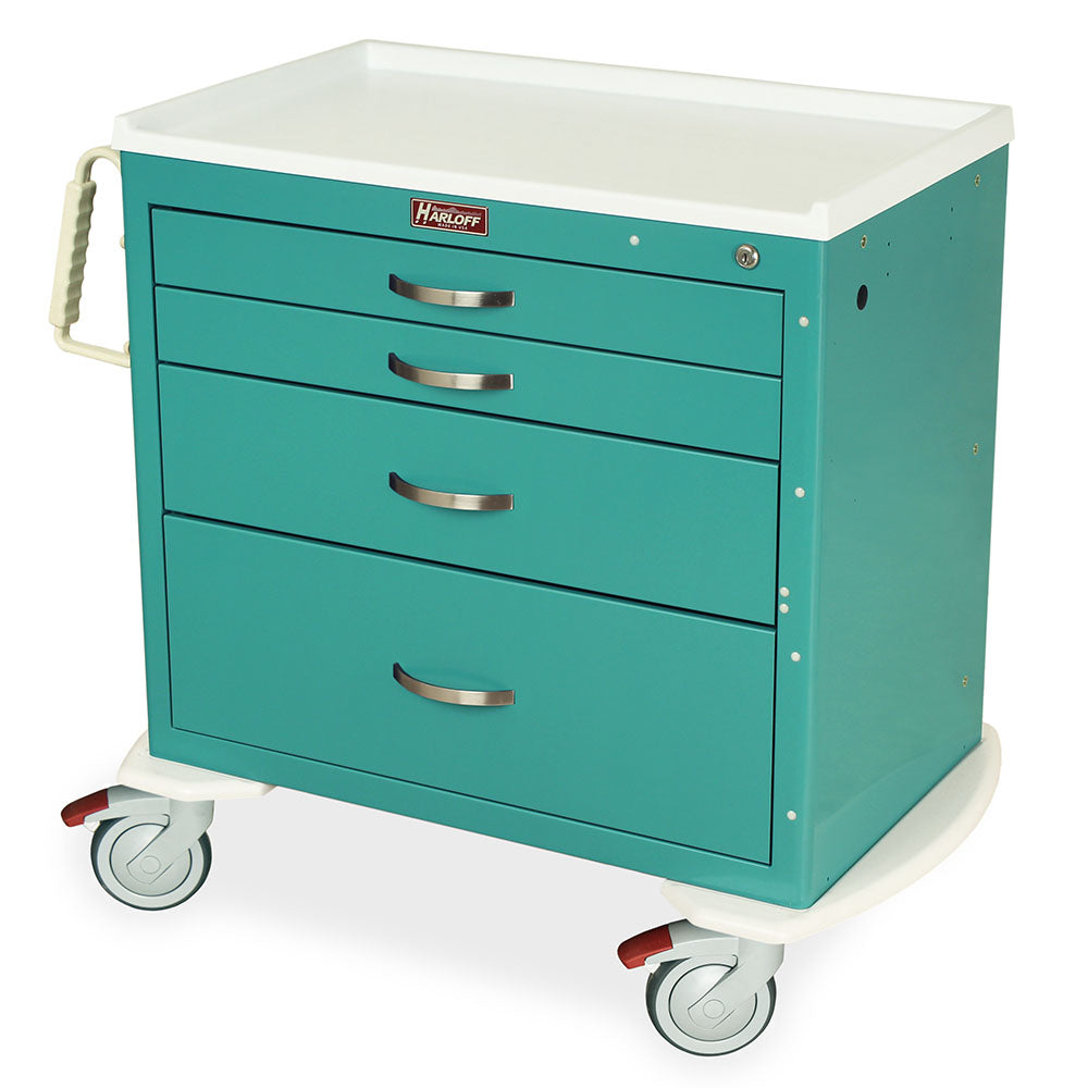 M-Series Small Medical Cart, Standard Width, X-Short Height, Four Drawers, Key Lock, MDS3021K14 Main image